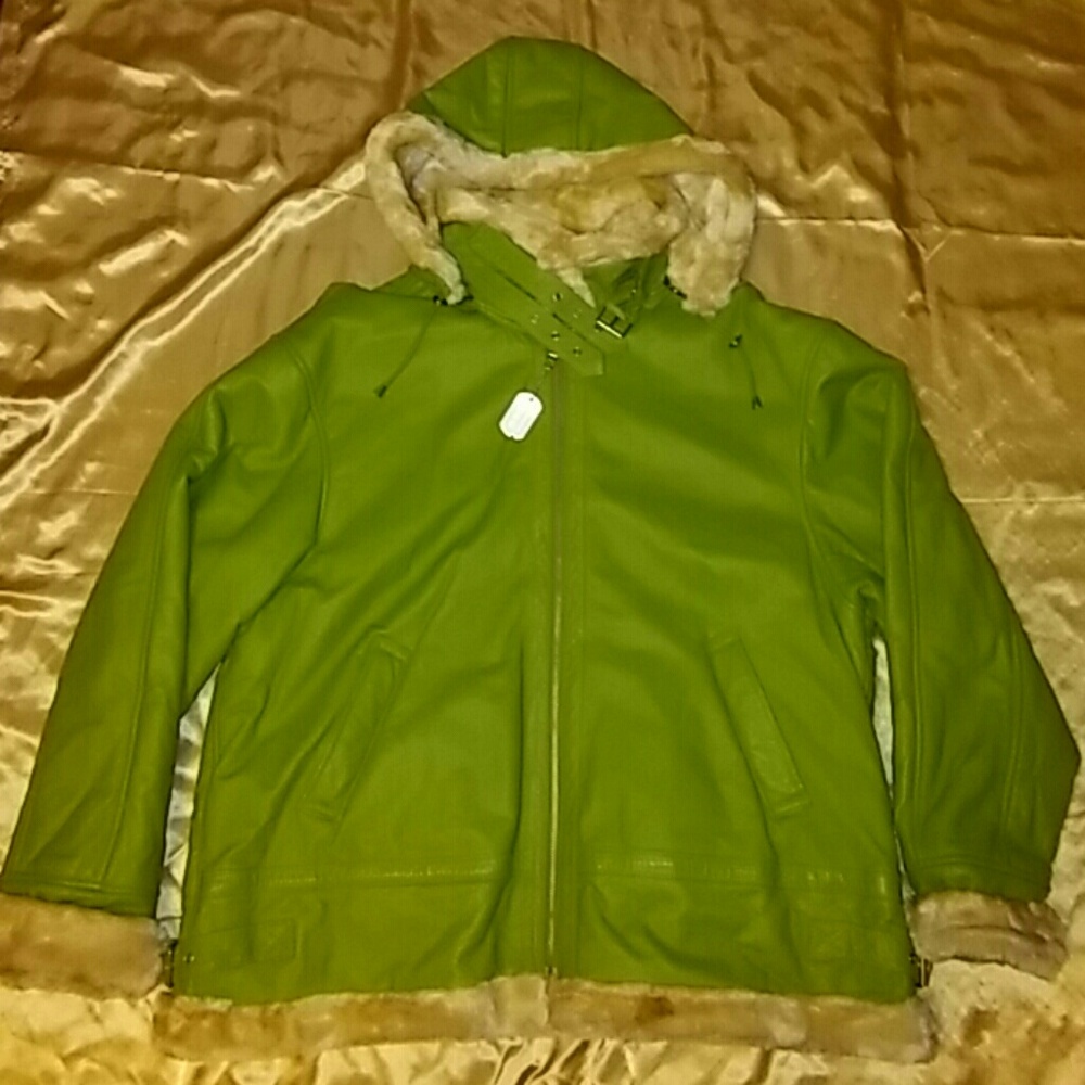 Euro Mond Genuine Leather Men's Coat- Green